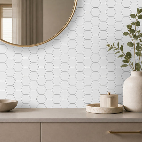 3D Peel-and-Stick Wall Tiles – White Hexagon Design, 10 Sheets