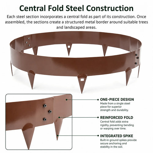 Steel Tree Rings – 60cm Garden Edging with Ground Spikes