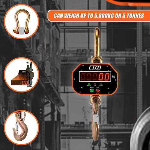5000kg Electronic Crane Scales Industrial Hanging Digital Weight