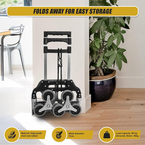 Stair Climbing Trolley 6 Wheels Aluminium Folding Hand Cart Climb Steps