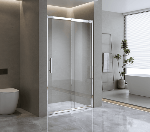 100mm Adjustable (130-140cm) Wall to Wall Sliding Glass Shower Door with Shower Handle Style 2 - Chrome
