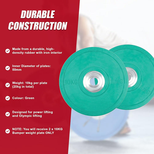 2x10kg PRO Olympic Rubber Bumper Weight Plate