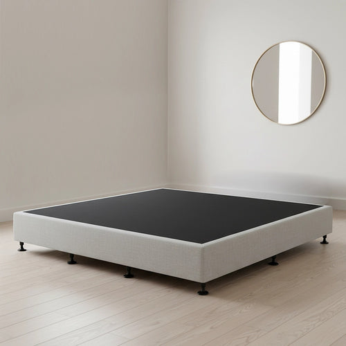 King Single Slatted Ensemble Bed Base - Grey Linen Breathable Cover