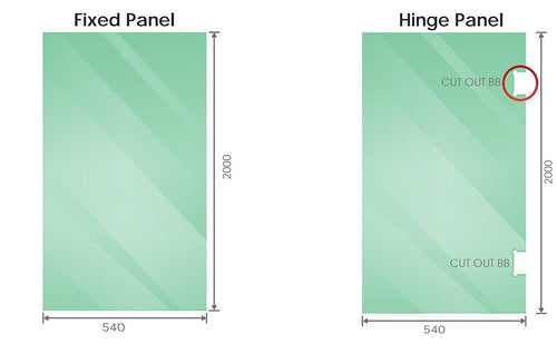 100cm Frameless Diamond Shower Screen with Gunmetal Brackets and Brass Hinges, Round Handle