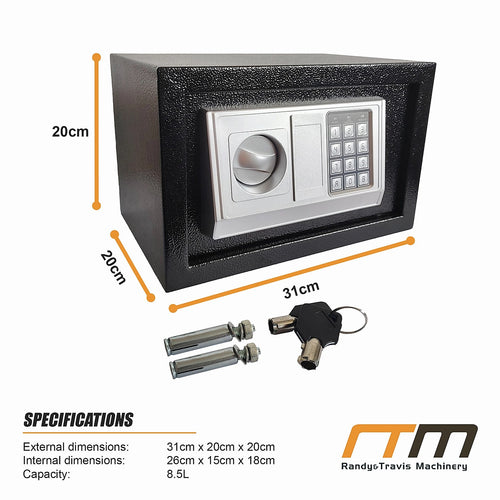Electronic Digital Security Safe with Key Override 8.5L
