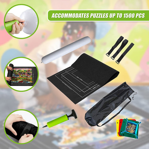 1500pc Jigsaw Puzzle Mat – Roll-Up Fabric Puzzle Saver with Storage Strap