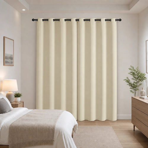 Cream 2X Blockout Curtains – Blackout Window Draperies Pair with Eyelets for Bedroom 132x244cm