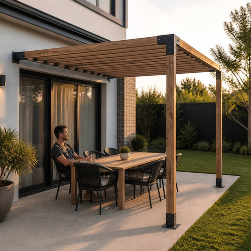 DIY Pergola Kit – Single Wall with Top Rafters Set with Brackets