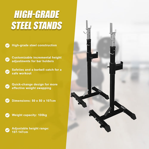 Adjustable Squat Rack Stand Pair for Bench Press & Barbell Weight Lifting