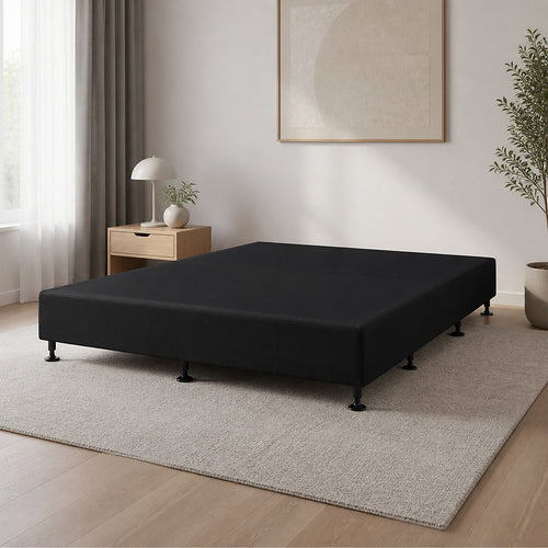 King Slatted Ensemble Bed Base - Black Linen Breathable Cover