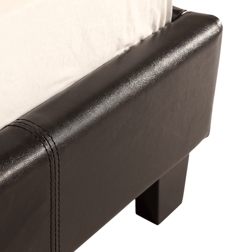 Single Bed Frame Black PU Leather