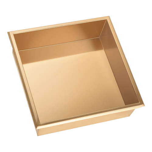 336 x 336 x 101mm Shower Niche Single Shelf Organizer No Tile Needed in Gold Finish
