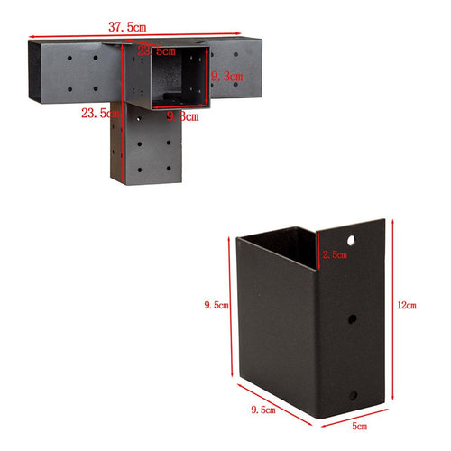 Roof Pergola Gazebo Shed Matte Black Steel Double with Top Rafters Brackets DIY Kits