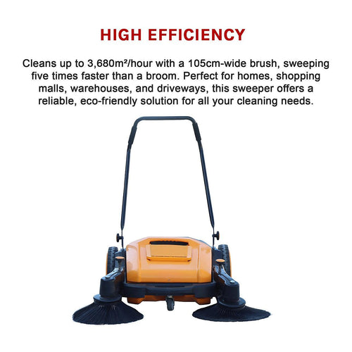 55L Floor Sweeper Industrial Hand Push Outdoor Manual
