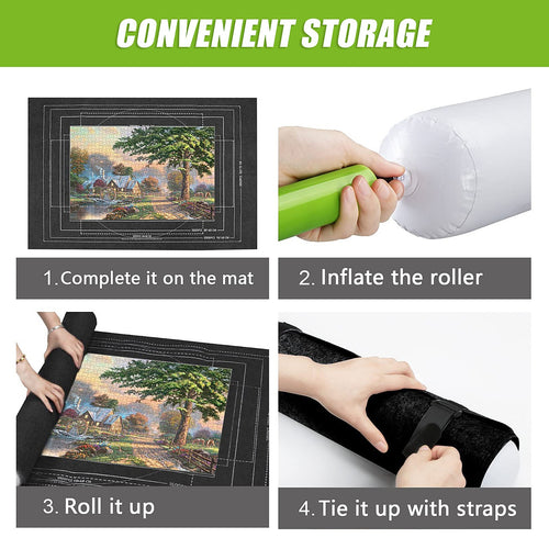 1500pc Jigsaw Puzzle Mat – Roll-Up Fabric Puzzle Saver with Storage Strap