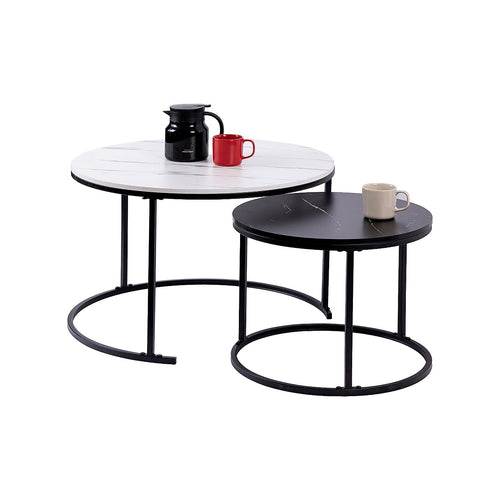 Marble Nesting Coffee Table – Set of 2 Round Modern Tables