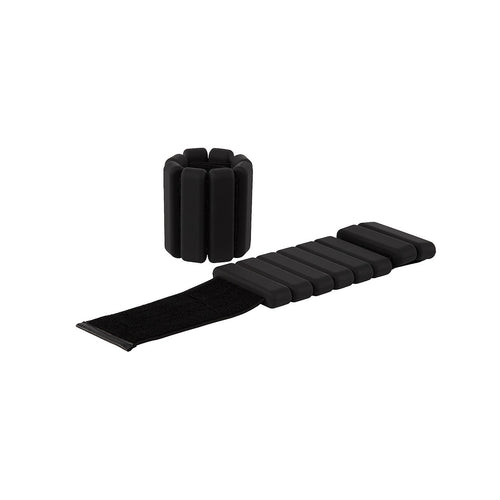 2-Piece Ankle & Wrist Weights – 1kg Pair Adjustable Workout Bangles Black for Fitness Training