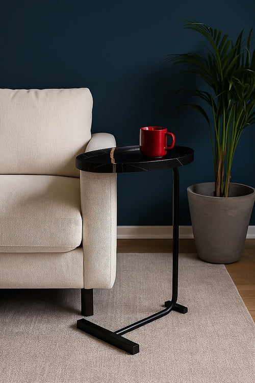 Side Table for Living Room End Coffee Table - Egg-Shaped Top