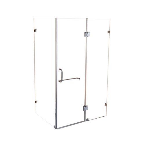 Frameless 10mm Glass Shower Screen 110 x 80cm Nickel Hinges/Brackets and Round Handle