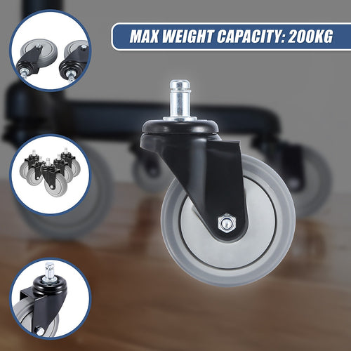 5x Office Chair Caster Wheels Set Heavy Duty & Safe for All Floors w/Universal Fit
