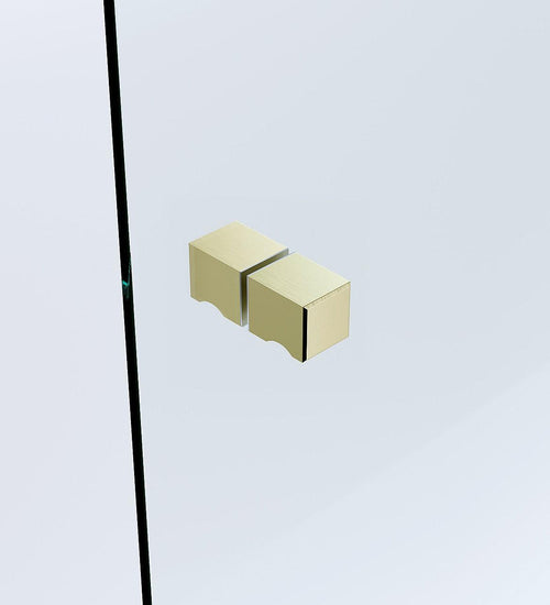 120x70cm Corner Frameless Shower Screen with Gold Brackets and SS Hinges, Square Knob Handle