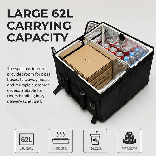 62L Insulated Food Delivery Bag with Motorcycle Rear Rack Kit