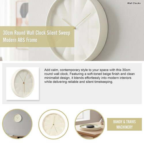 30cm Silent Sweep Wall Clock Modern ABS Frame