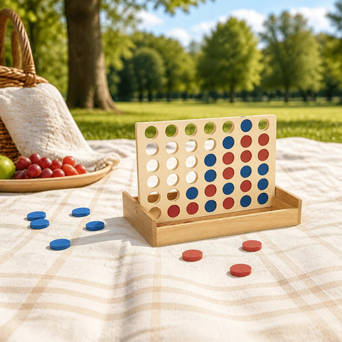 Wooden 4 in a Row Game Classic Family Board Game