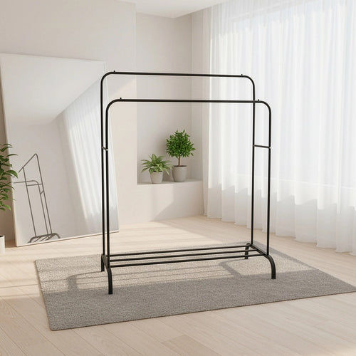 Heavy Metal Double Clothes Rail Hanging Rack Garment Display Stand Storage Shelf