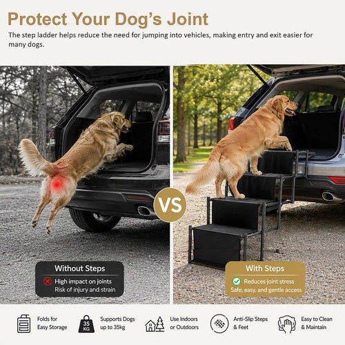 Folding Dog Car Boot Steps Ladder – Lightweight, Strong Pet Stairs for Easy Vehicle Access