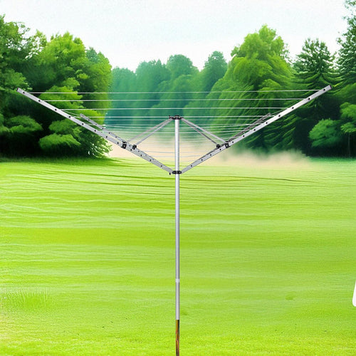 4 Arm Rotary Airer Outdoor Washing Line Clothes Dryer 50m Length