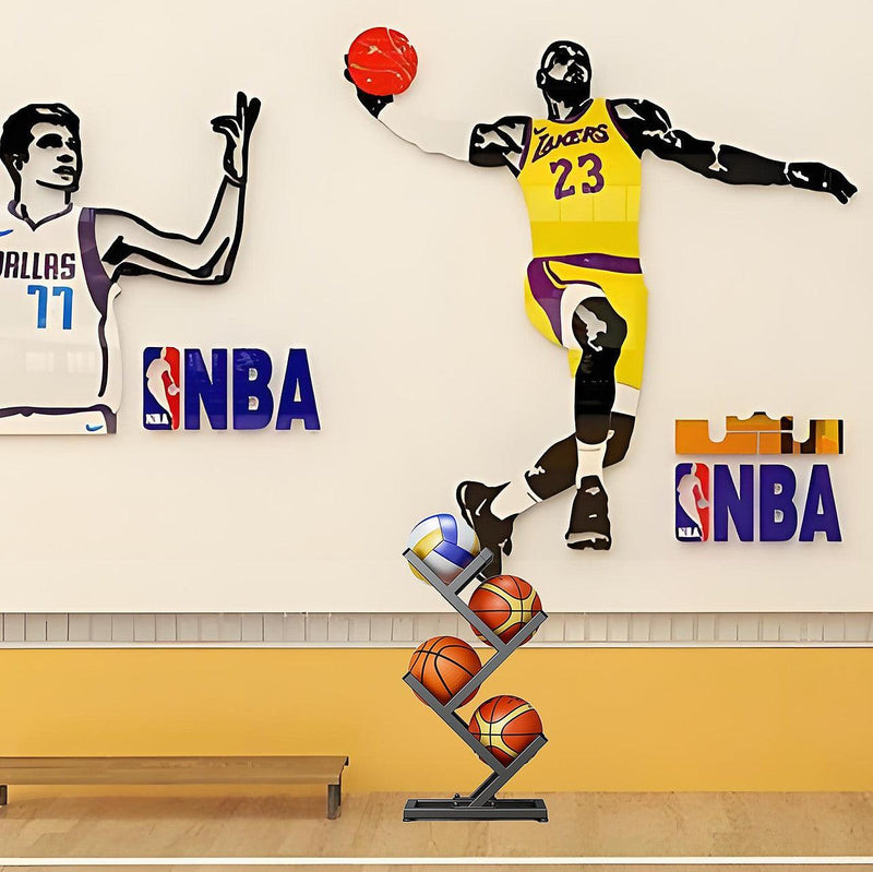 Ball Trolley Rack Display Stand Basketball Football Storage - Black ...