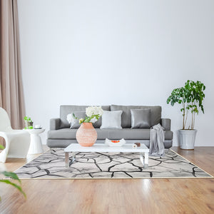 200x300cm Large Floor Gray Marble Rug – Modern Area Carpet for Bedroom, Living Room, Lounge or Home Décor Mat