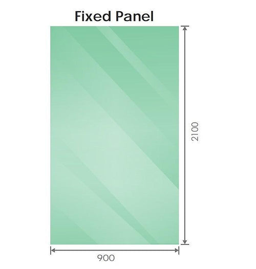 90x210cm Single Shower Glass Screen with White Wall Channel & Square Pole