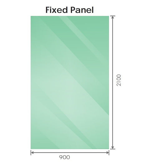 90x210cm Glass Shower Screen with Black U-brackets & Square Pole