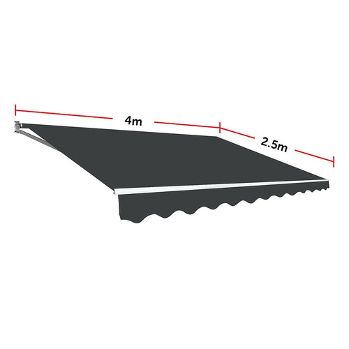 Outdoor Awning Grey - 4x2.5m Retractable Sunshade