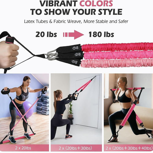 14-Piece Pilates Bar Kit with Resistance Bands & Belt – Versatile Home Fitness Pedal Puller for Full-Body Workouts