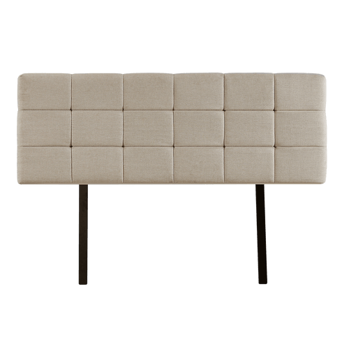 Beige Linen Fabric Double Deluxe Tufted Headboard Bedhead