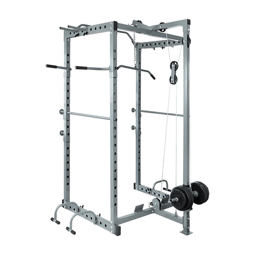 Power Rack Squat Cage Stands w Lat Pulldown Home Gym