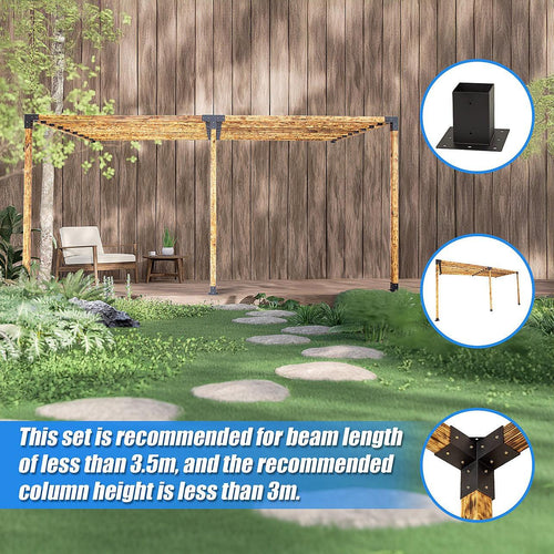 Roof Pergola Gazebo Shed Matte Black Steel Double Wall with Top Rafters Brackets DIY Kits