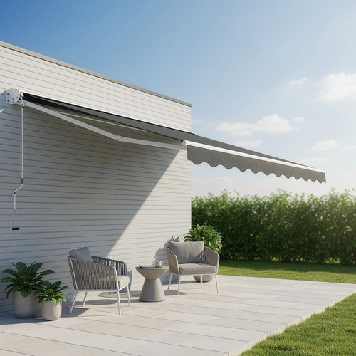 Outdoor Awning Grey - 4x3m Retractable Sunshade