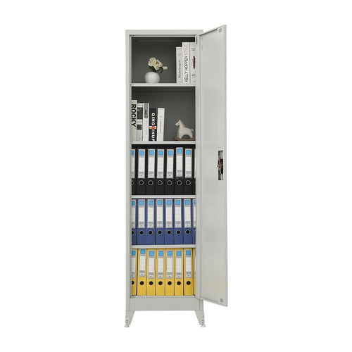 Single Door Metal Locker Cabinet - Grey +with Legs