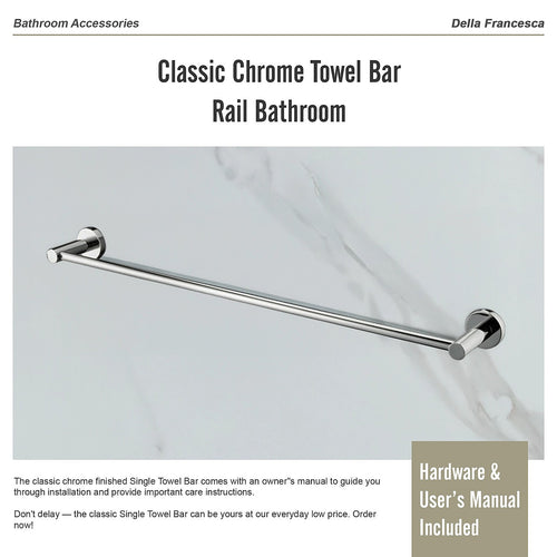 Classic Chrome Towel Bar Rail Bathroom