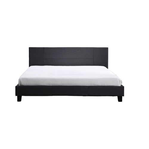 King Size Bed Frame with Headboard – Grey Linen Fabric