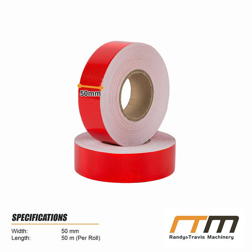 Hi Vis Reflective Tape 2 Pack 50mm x 50m 3M Adhesive Red