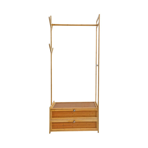 165x70cm Clothes Rack Stand with Storage Shelves – Modern Coat Tree in Wood