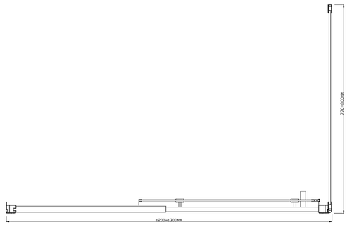 Adjustable 1300x800mm Single Door Sliding Glass Shower Screen with Shower Handle Style 3 - Black