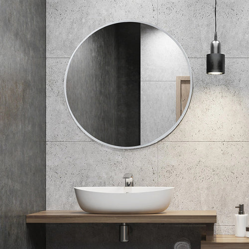 90cm Round Wall Mirror Bathroom Makeup Mirror by Della Francesca - White