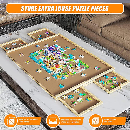 Wooden Jigsaw Puzzle Table Board Storage Table