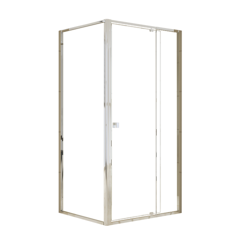 Adjustable Semi Frameless Shower Screen Front: (98~106)x195cm with Gold Hardware and Side: (77~80)x195cm